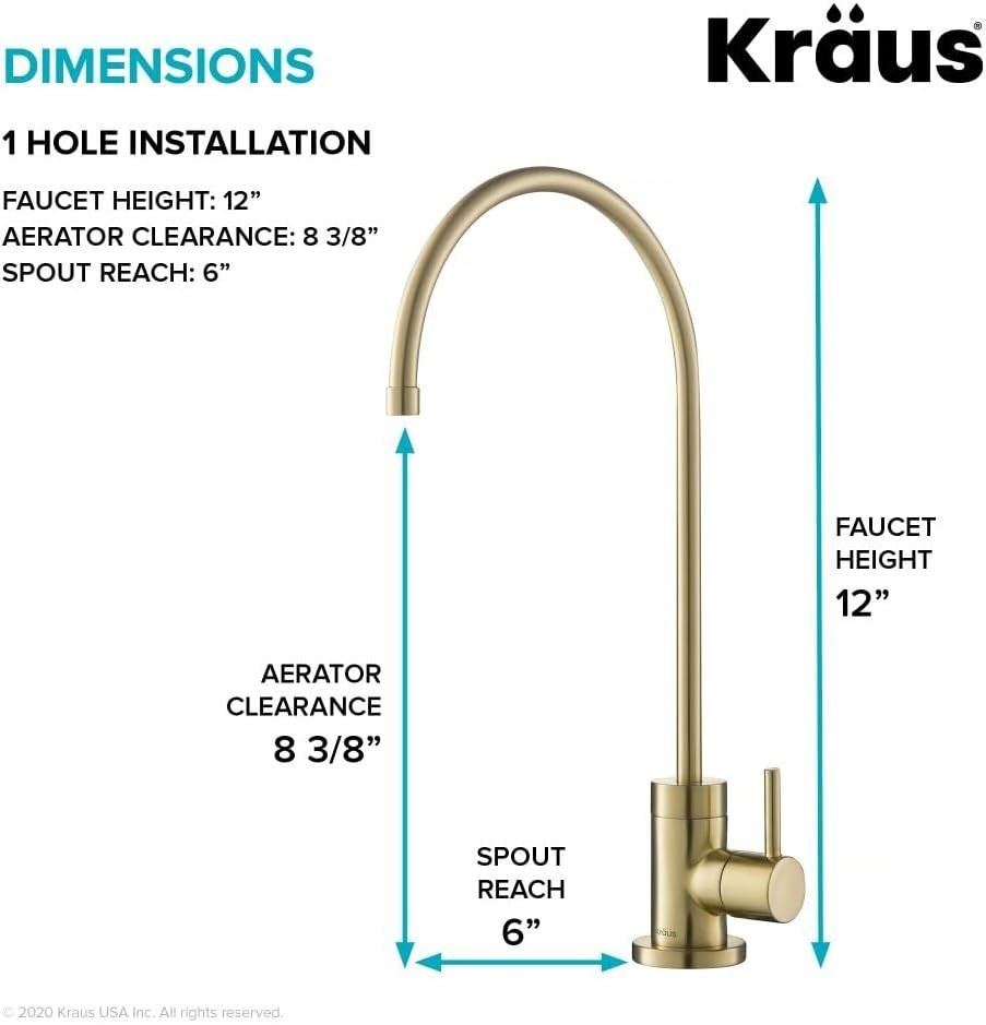Kitchen Water Filter Faucet Brass 12-in Lead-Free Spot Free Champagne Bronze