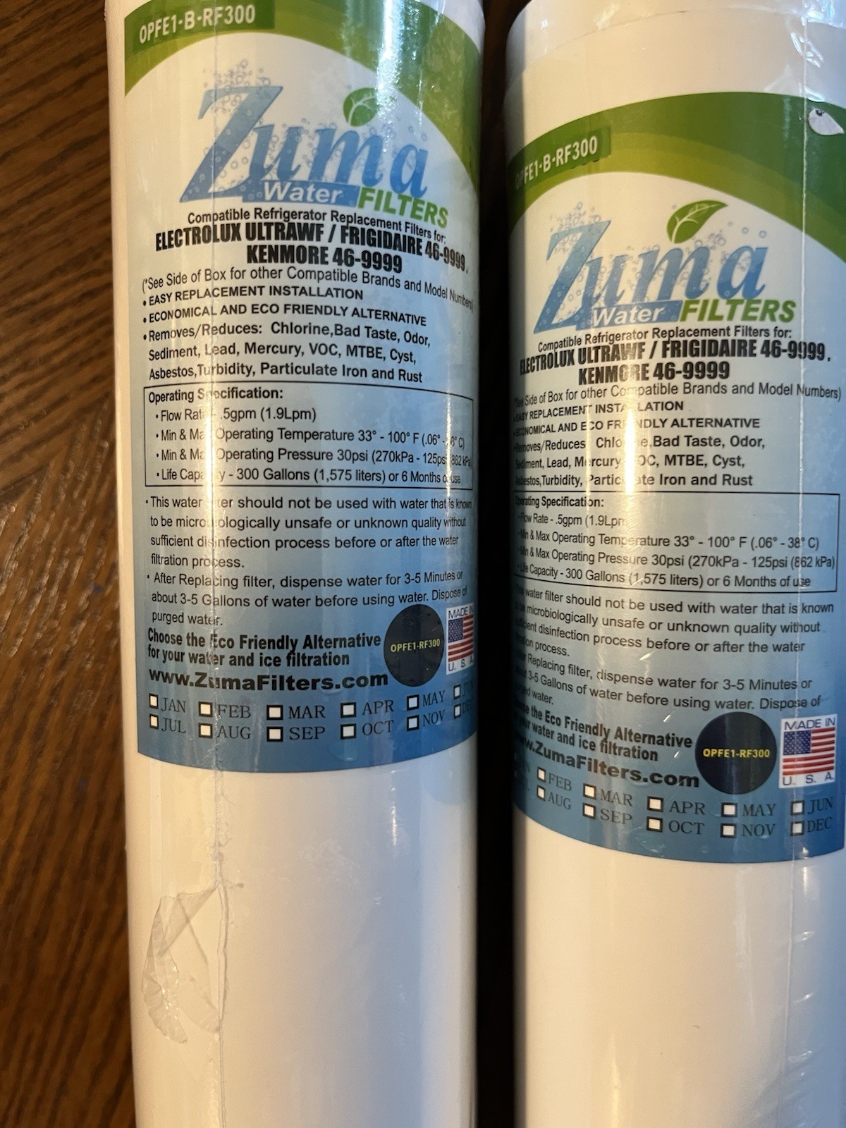 2 Zuma Kenmore 46-9999 Compatible Refrigerator Water Filter OPFE1-B-RF300 Sealed