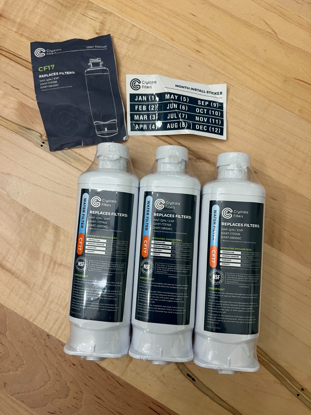 Crystala DA97-17376B Water Filter | Fits Samsung HAF-QIN/EXP RF23M8070SG 3 Pack