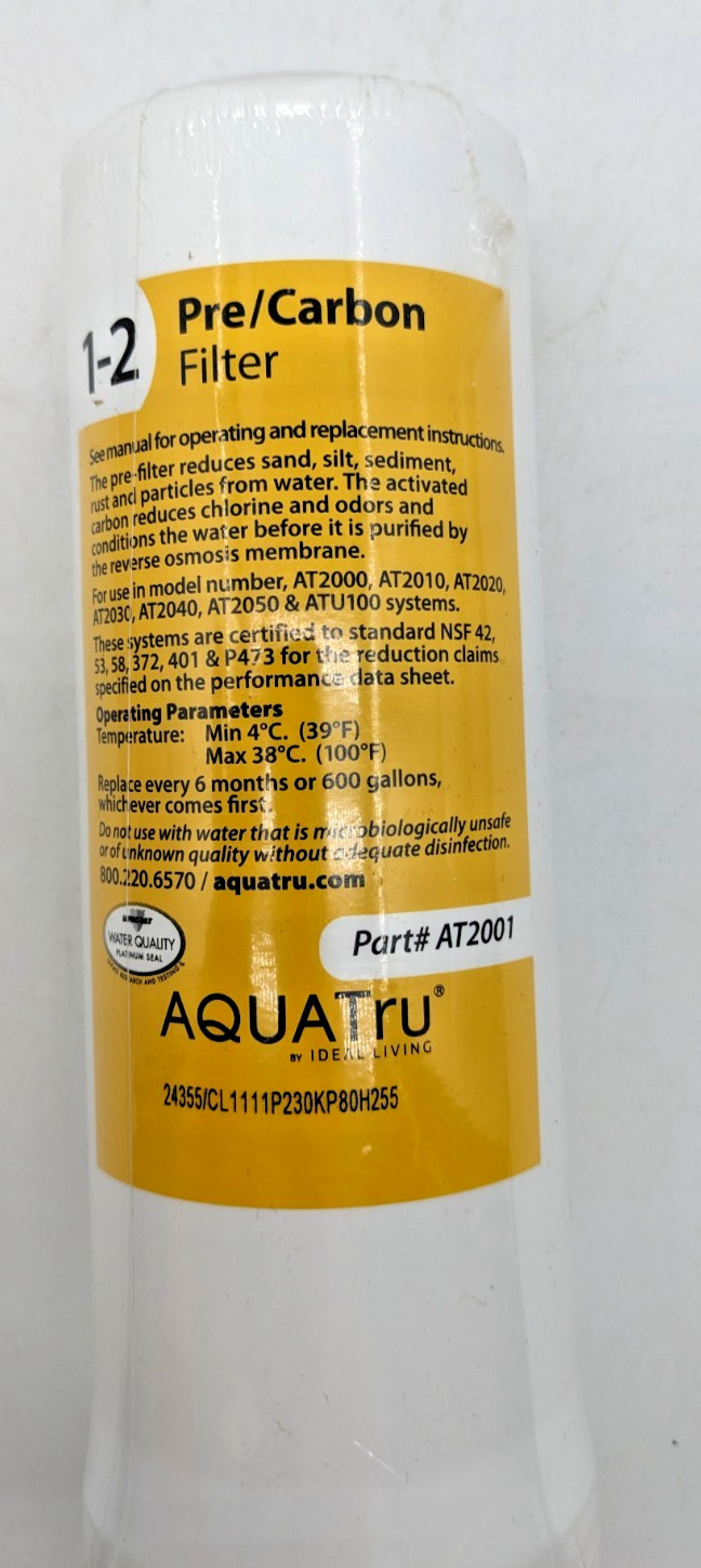 AquaTru Pre Carbon Water Filter Stages 1-2 Filter