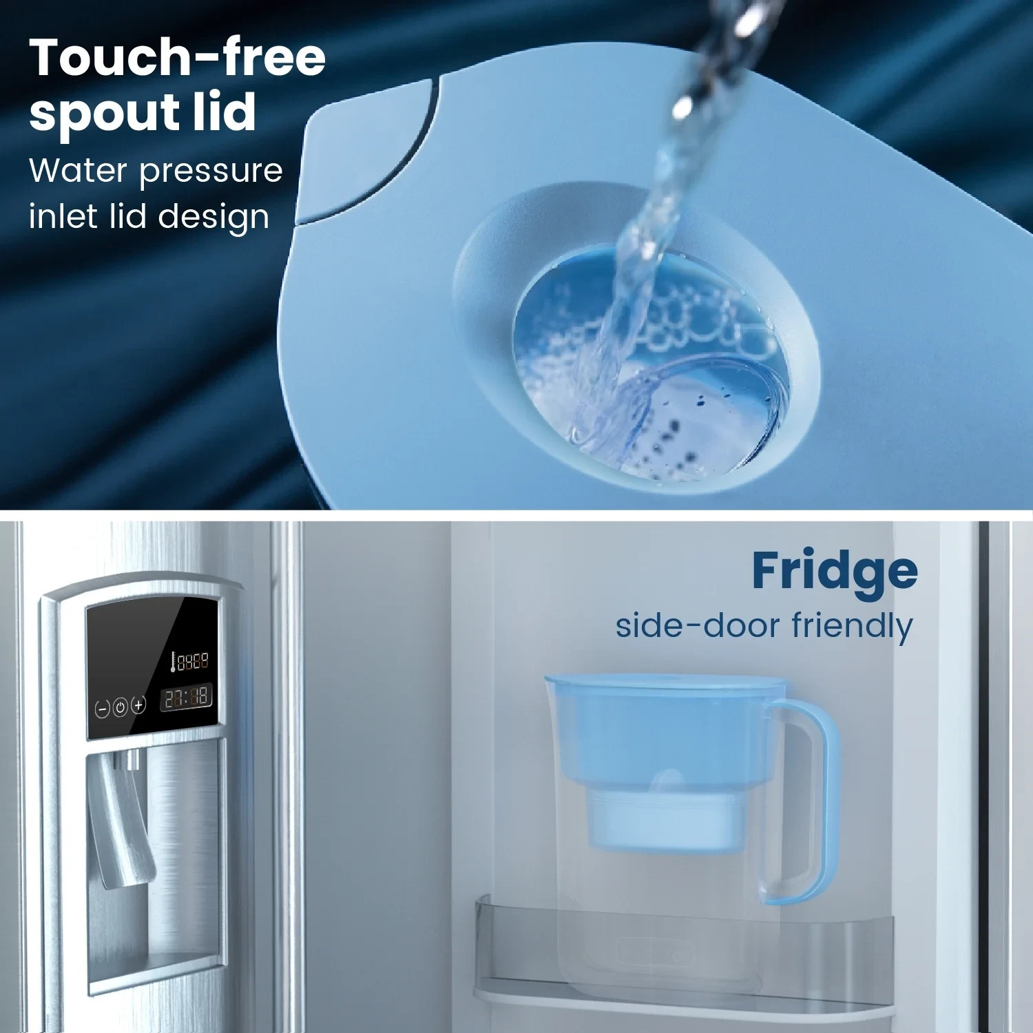 Waterdrop 10-Cup Water Filtration Pitcher, Long-lasting 200 Gallons, BPA Free