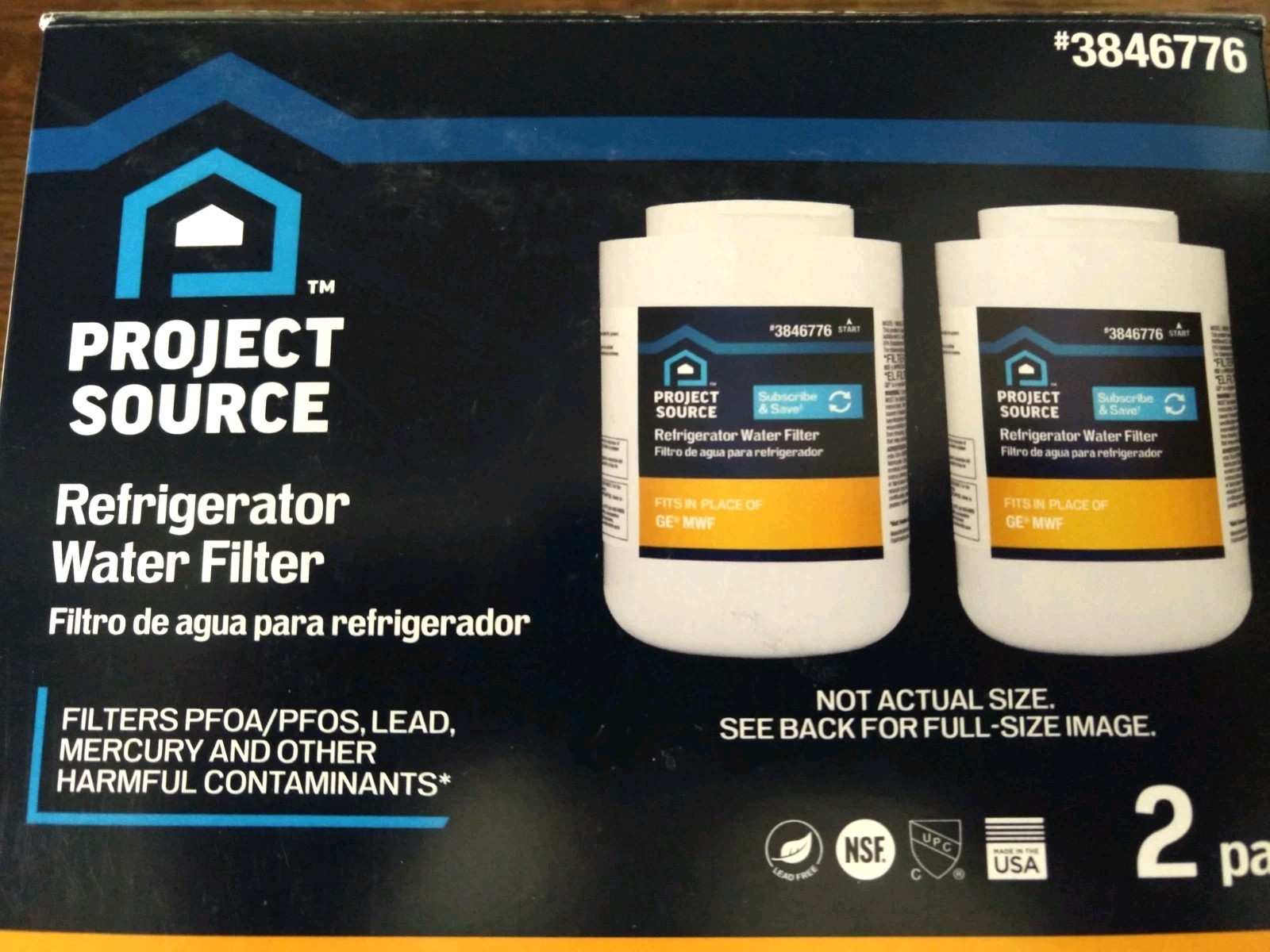 Project Source #3846776 G-1-2 Refrigerator Water Filter fits (GE MWF) 2 2-Packs