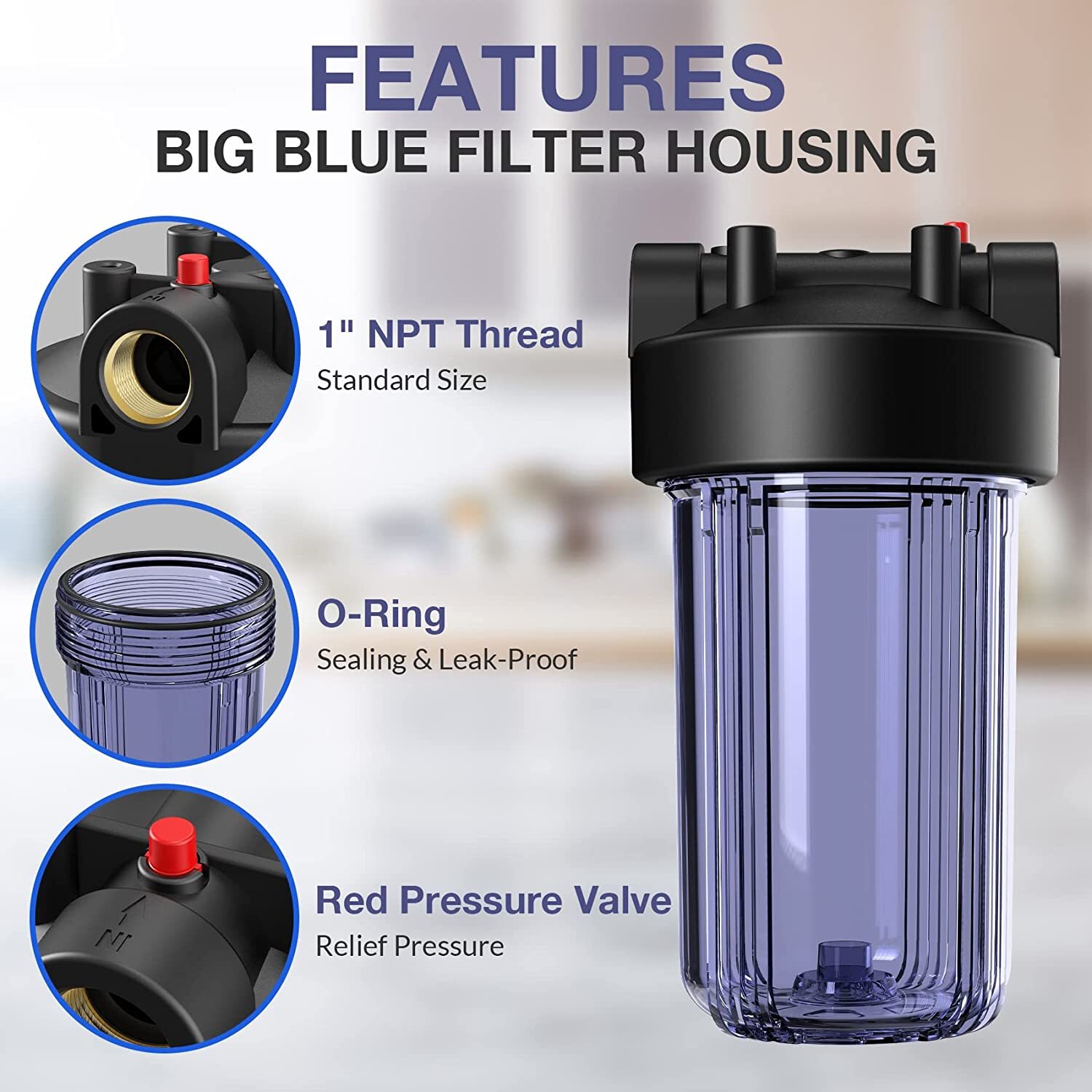 2-Stage 10 Inch Clear Whole House Water Filter Housing 10″ x 4.5″ Filtration Set