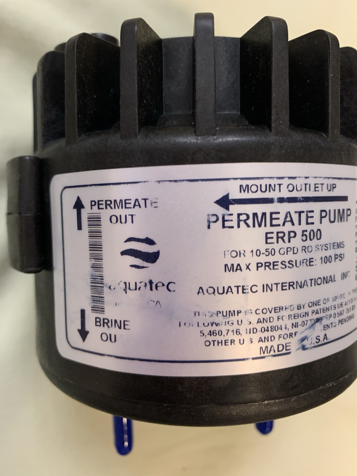 ERP 500 Permeate Pump for Reverse Osmosis Water Filter System Upgrade