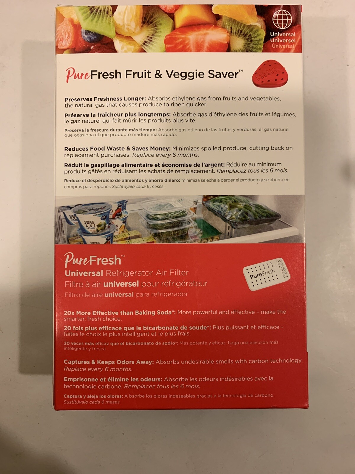 2 PACK FRIGIDAIRE Pure Fresh 2-in-1 Refrigerator Filter Combo+Fruit&Veggie Save