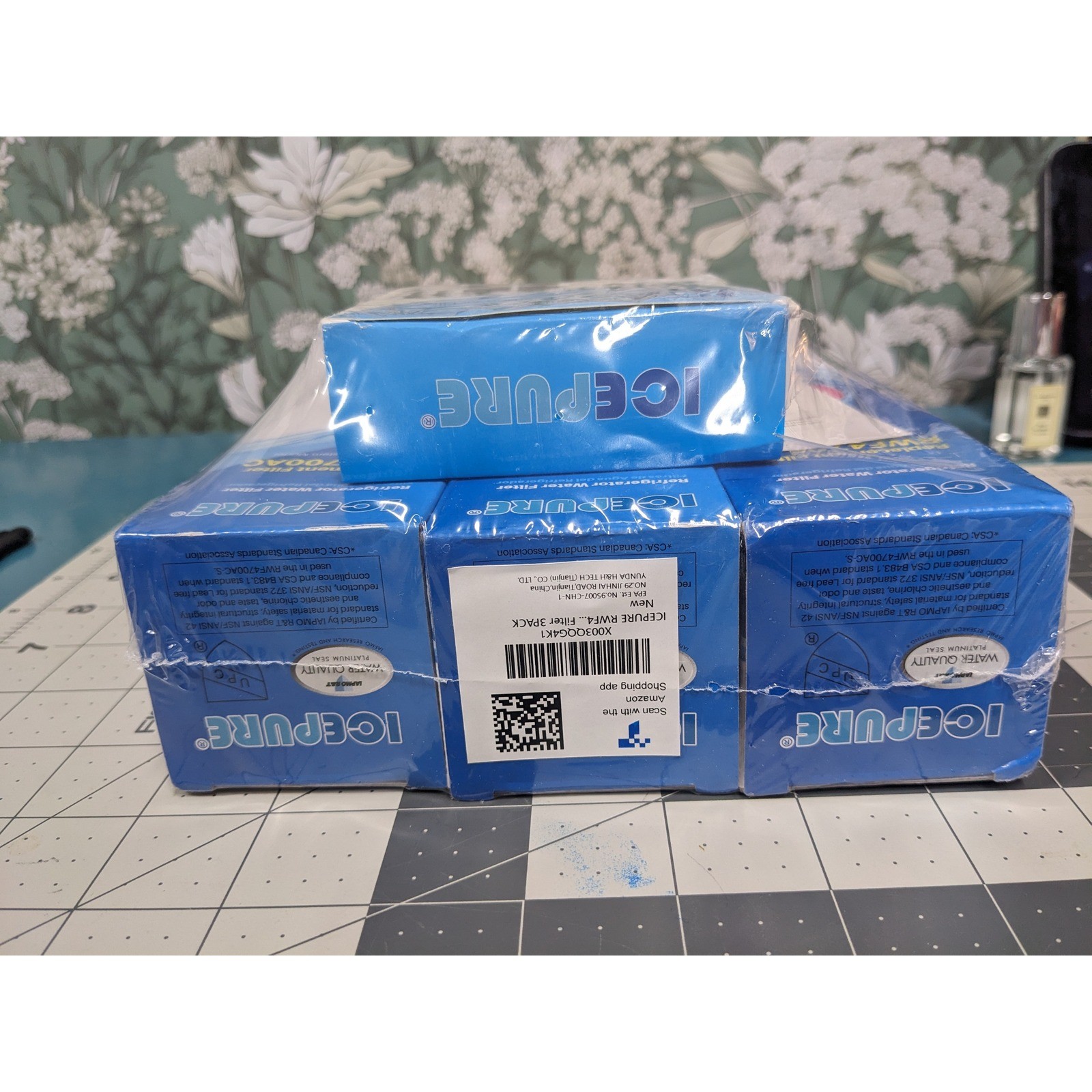 ICEPURE 3 Pack RWF4700AC Refrigerator Water Filters & 3 Pack AF004 Air Filters
