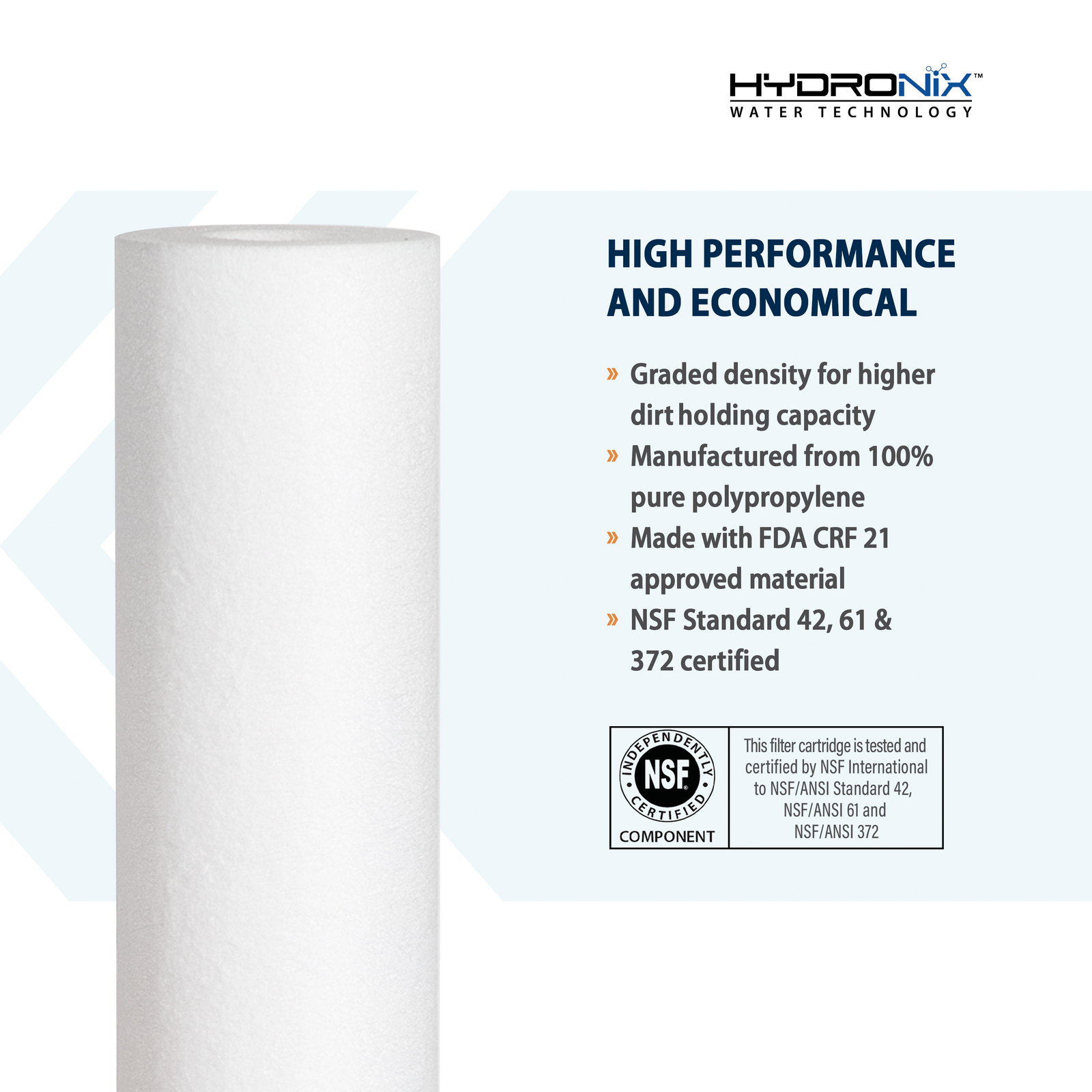 Sediment Water Filter for Whole House, RO Systems, Commercial – 2.5″ x 20″, 5 μm