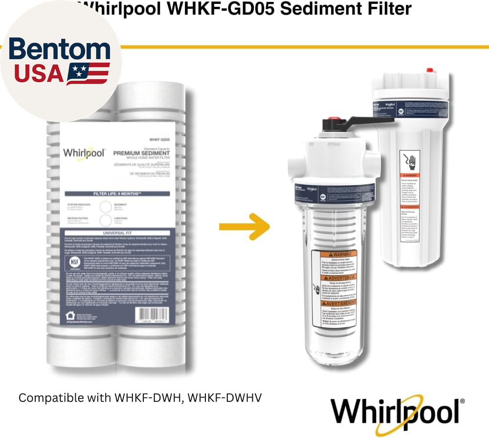 10″ X 2.5″ Whole Home Standard Capacity Sediment Filters WHKF-GD05, 5 Micron, 6-
