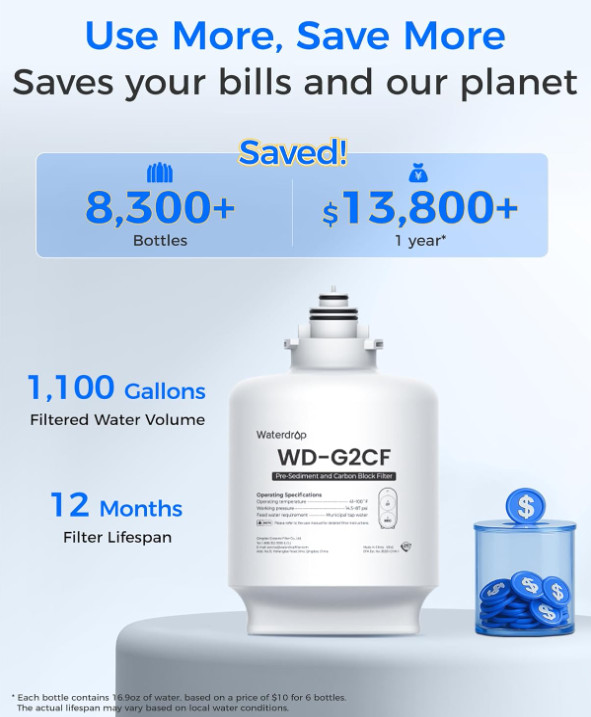 WD-G2CF Replacement Filter for WD-G2 Series RO System, 12-Month Lifetime