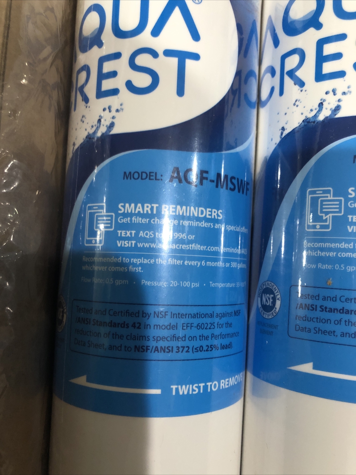 AQUA CREST PREMIUM MSWF Refrigerator Water Filter, Replacement for GE 3PACK