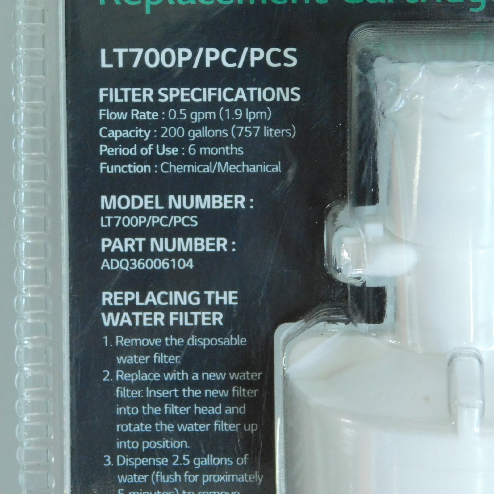 LG water filter LT600P / PC / PCS REPLACEMENT CARTRIDGE