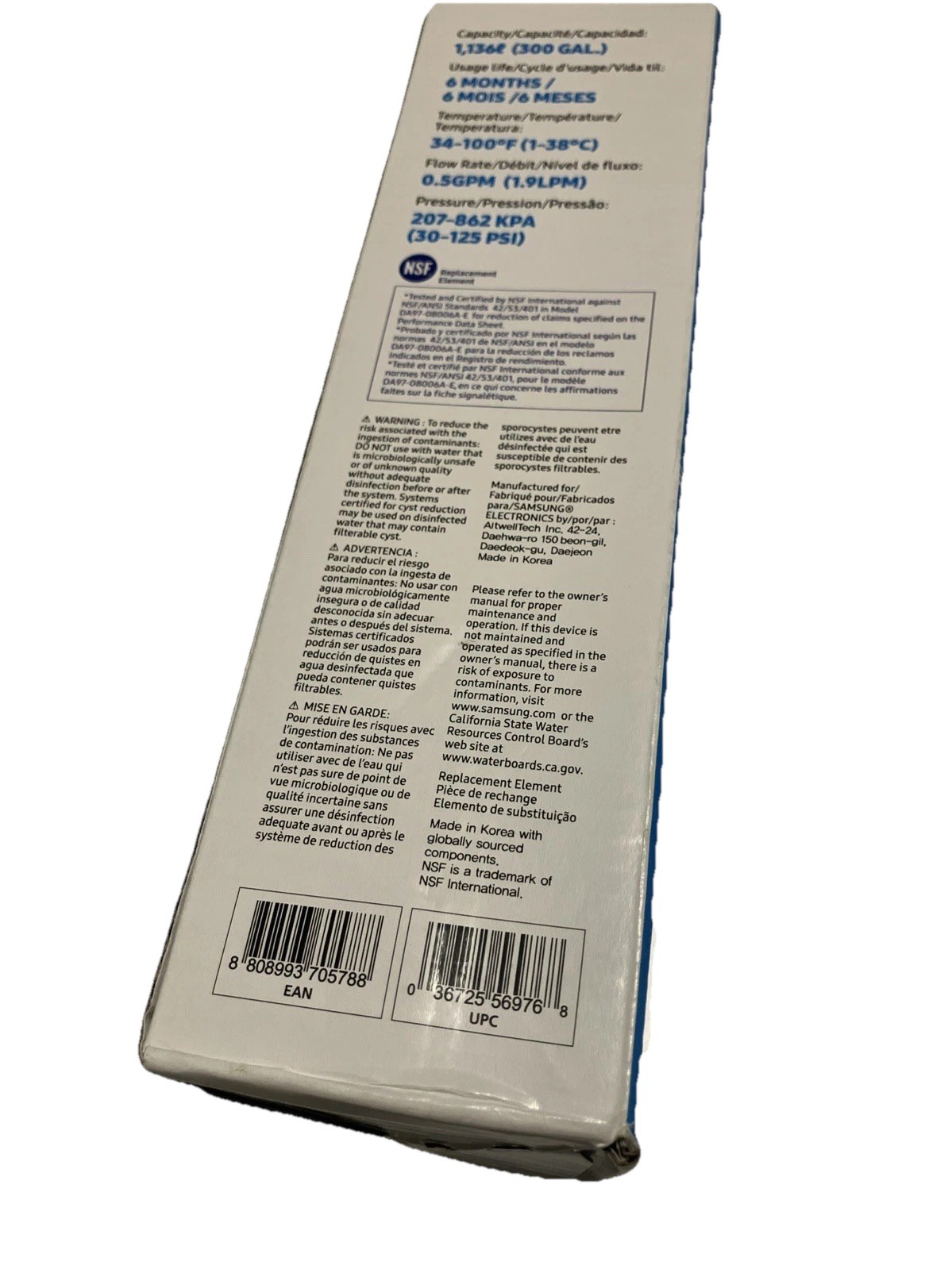 SAMSUNG HAF-CIN/EXP Water/Ice Filter for Refrigerator DA29-00020B DA97-08006A-E