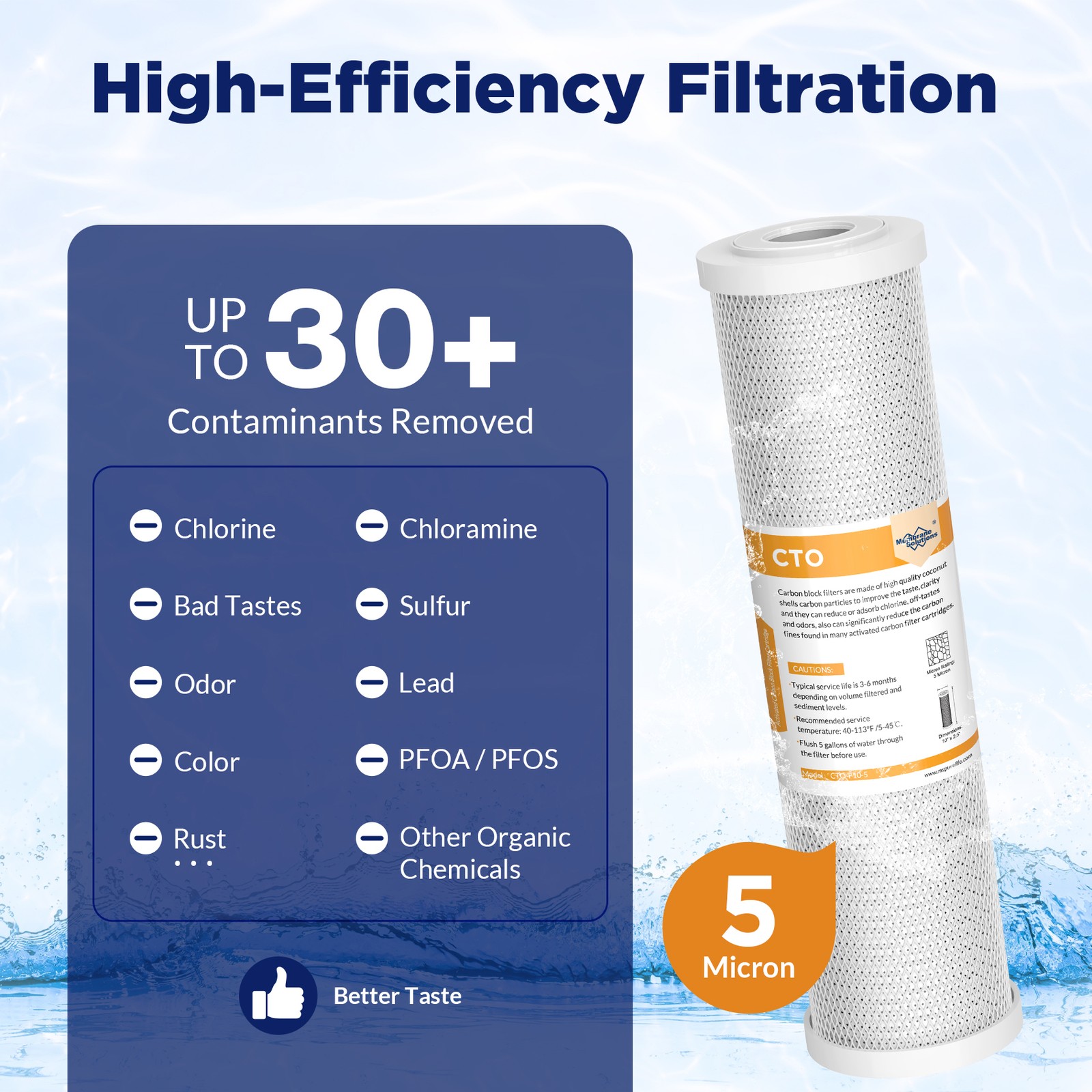 1-25 PACK 10″x2.5″ Whole House CTO Carbon Block Water Filter Cartridges Purifier