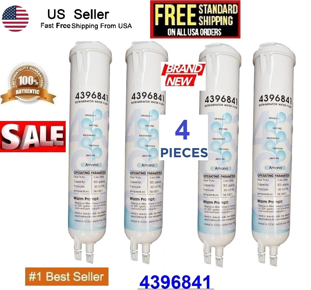 4 Pack Refrigerator Water Replacement Filter EDR3RXD1 9083 4396841 4396710