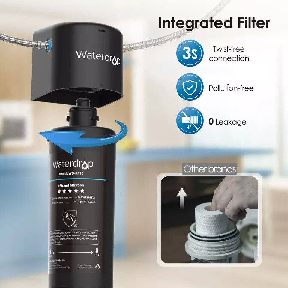 Waterdrop 10UA Under Sink Water Filter System With RF10*2 Water Filter,8000 GAL