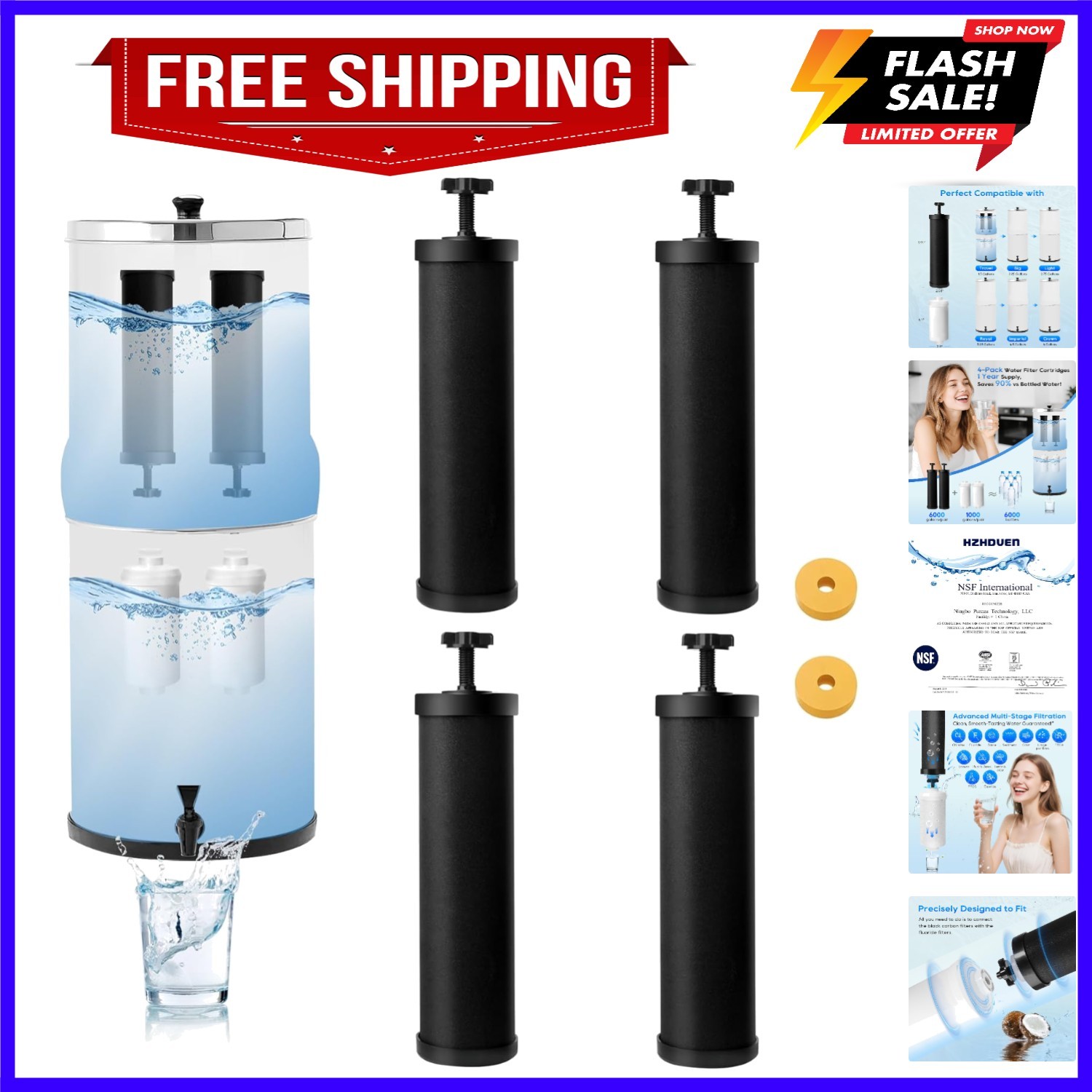 Gravity Water Filter Replacement,for Berkey Black Carbon BB9-2 Purification E…