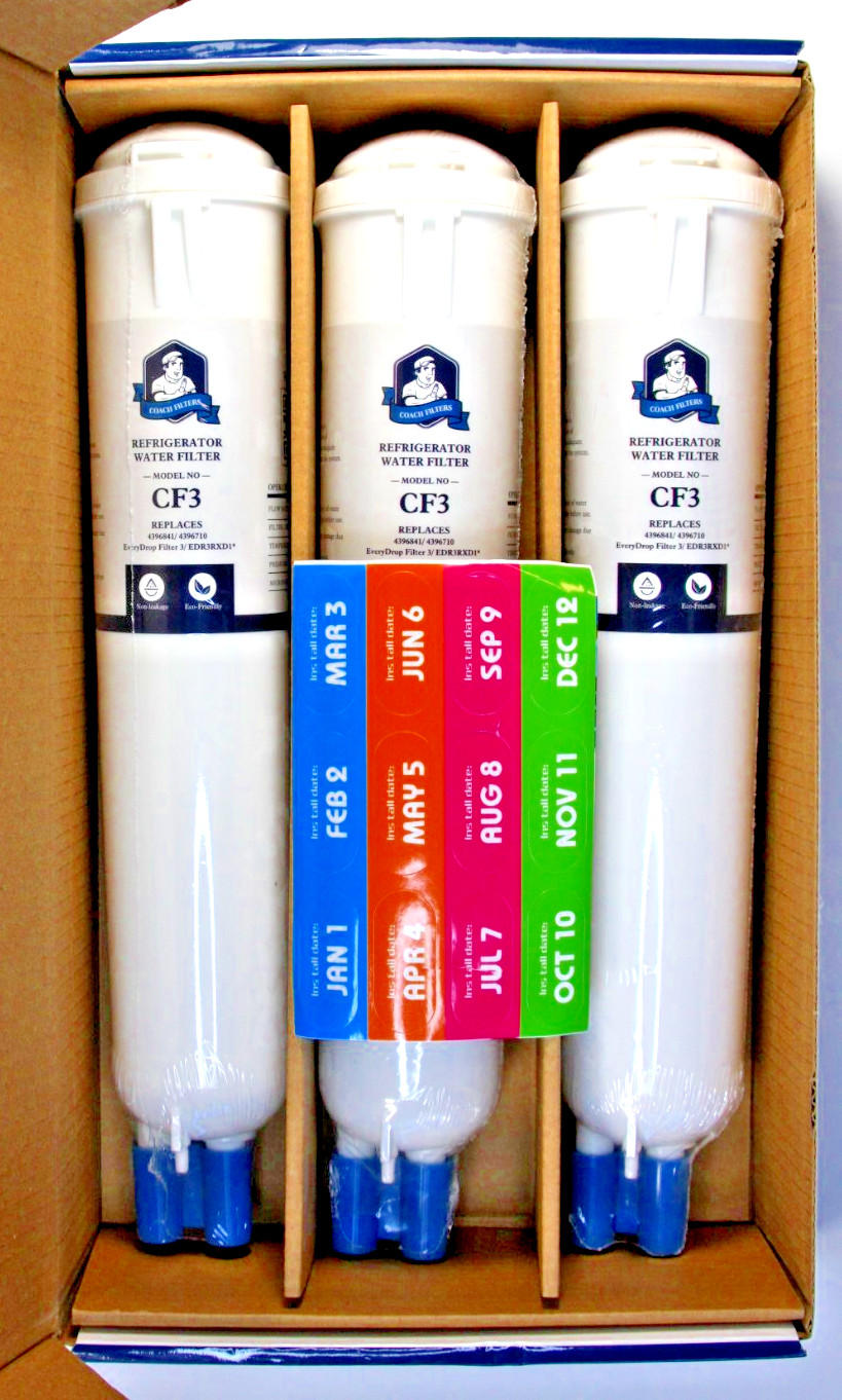 3 Pck Fridge Filter 4396841, 4396710, Filter 3, EDR3RXD1