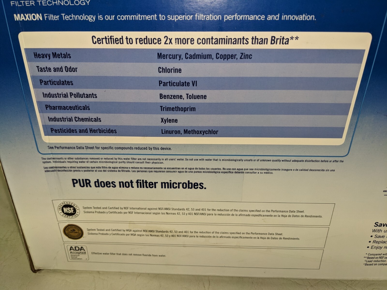 NEW PUR 30 Cup Water Dispenser Filtration System Blue/White DS1800Z (ZE)