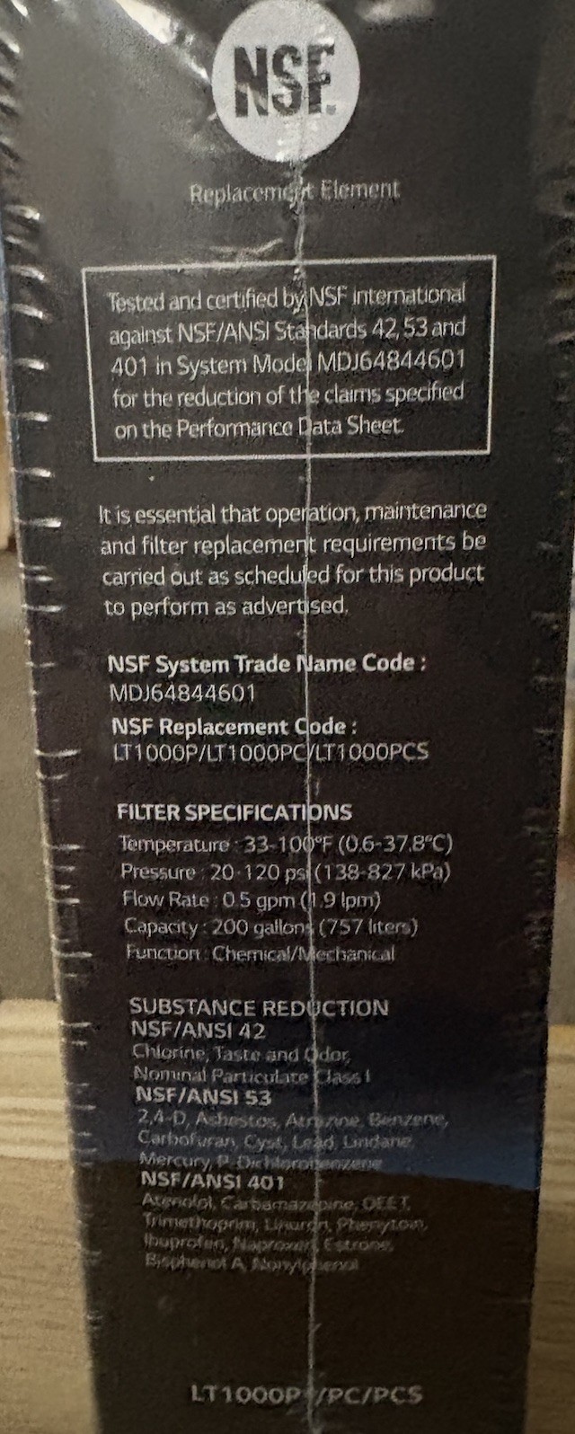 LG LT1000P Water Filter Replacement Cartridge 6 Months