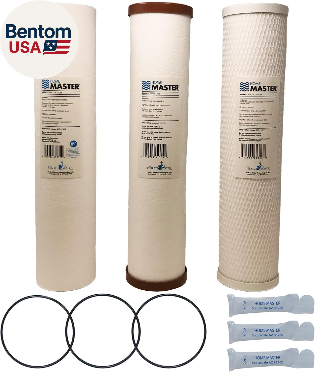 Whole House Three Stage Water Filtration System with Fine Sediment, Iron and Car