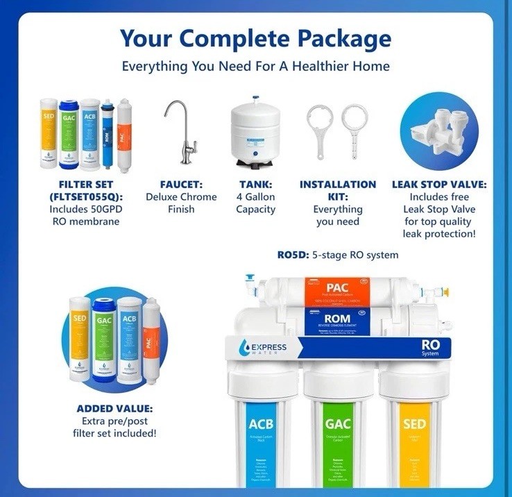 Express Water RO5DX Reverse Osmosis Filtration NSF Certified 5 Stage RO Open Box