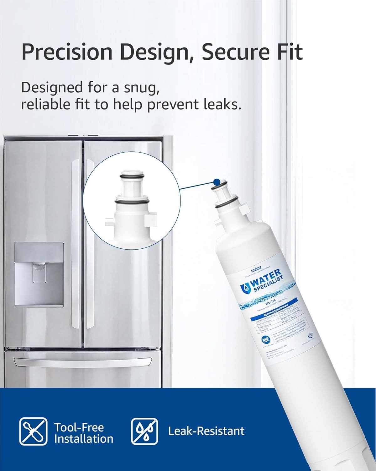 Waterspecialist WS619C Replacement for RPWFE® Refrigerator Water Filters, 1 Pack