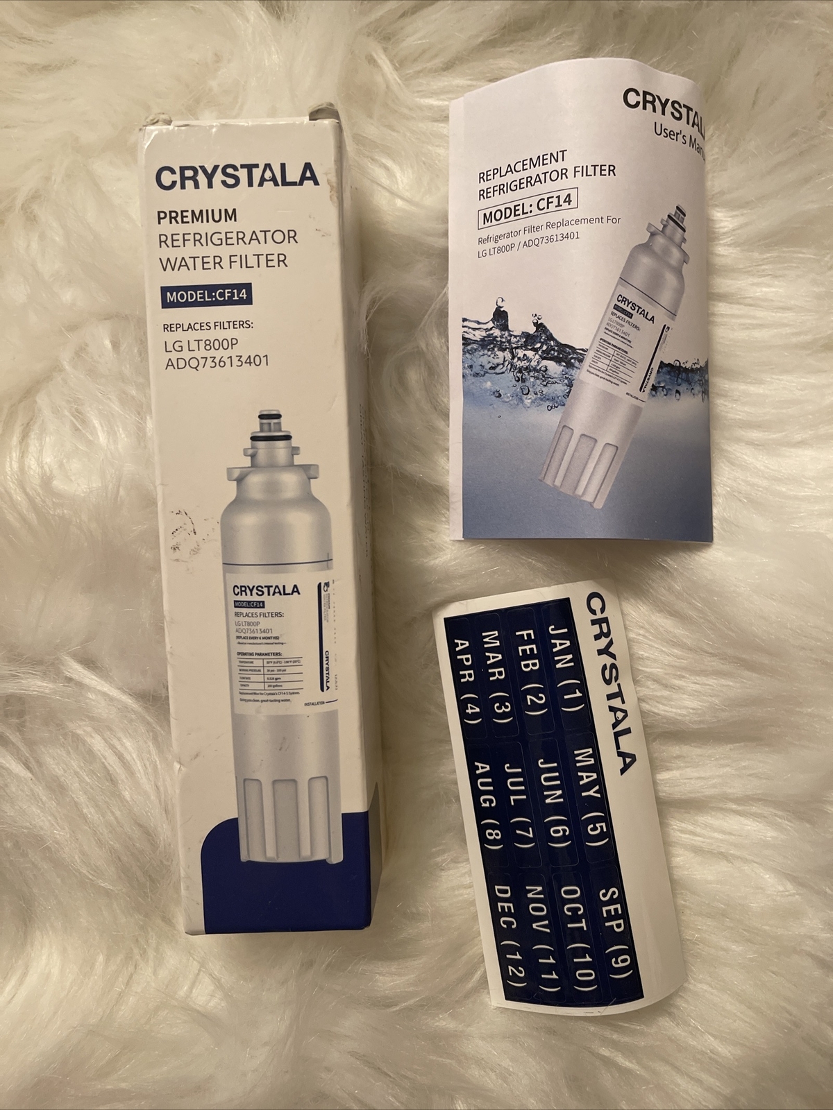 Crystala Filters LT800P Refrigerator Water Filter, Compatible with LG LT800P