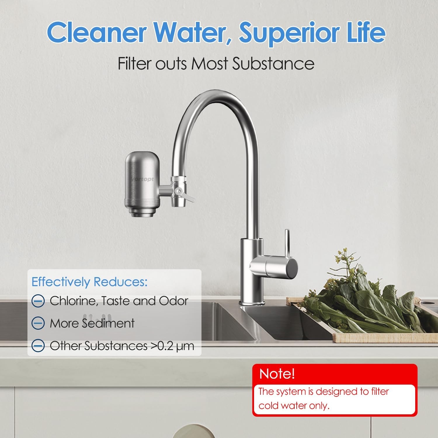 Faucet Water Filter for Sink, Rapid Flow – 400 Gallons Faucet Mount Water Fil…