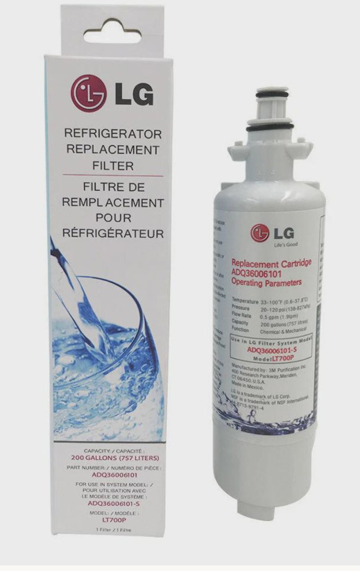 LG Refrigerator Replacement Water Filter – ADQ36006101 – LT700P – New. Sealed