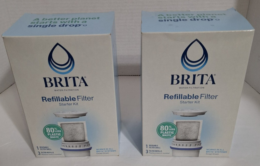BRITA Refillable Water Filtration System Filter Refills (2) 3 PACKS EACH – NEW