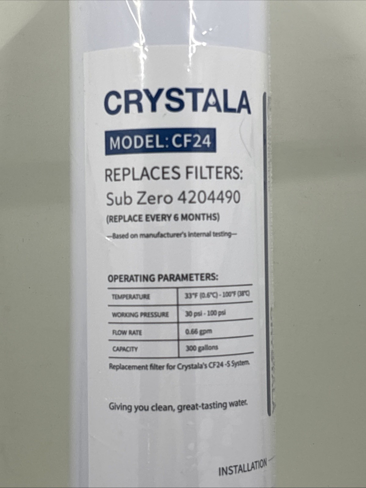 Crystala CF24 Refrigerator Water Filter Sub Zero 4204490 NEW