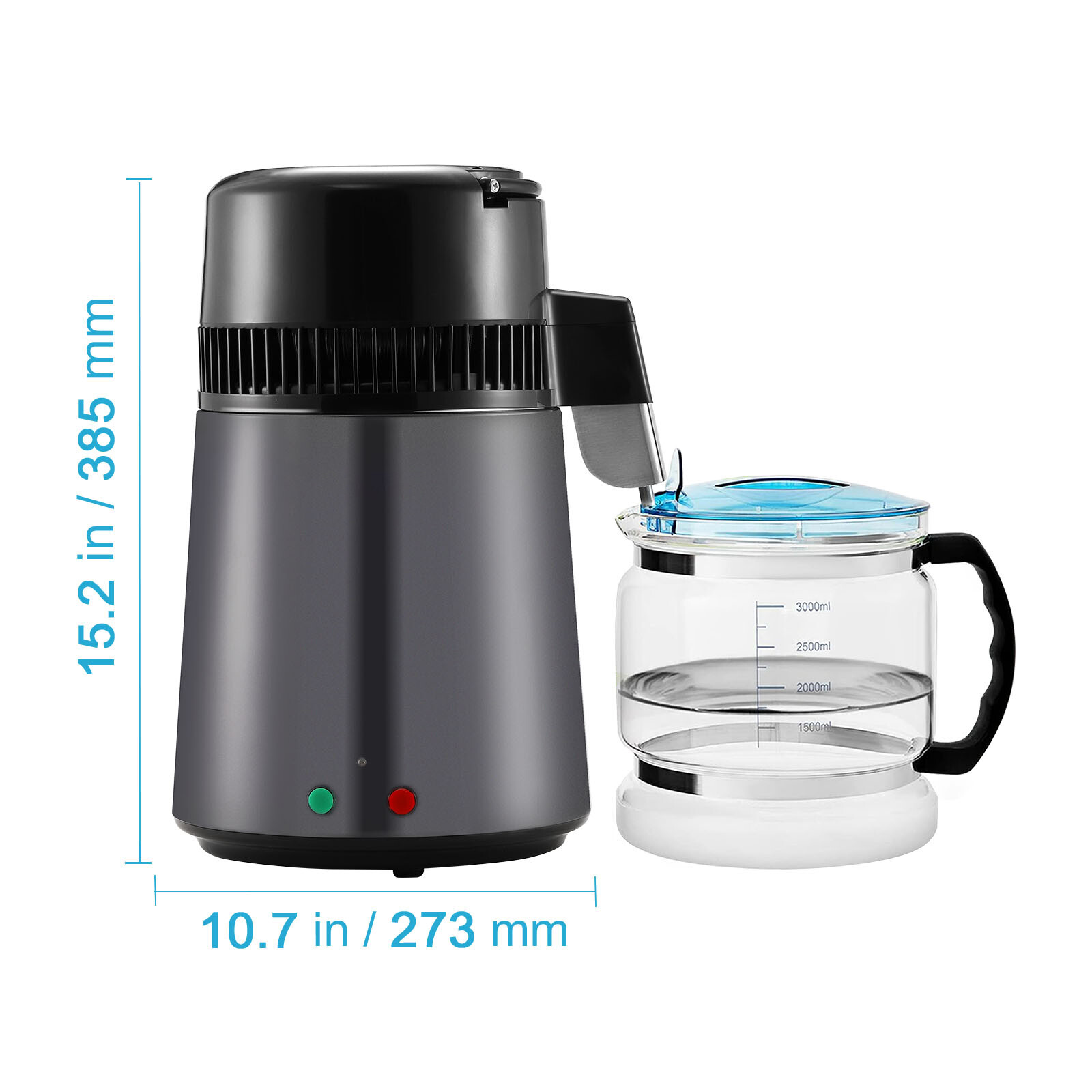 VEVOR Water Distiller 4L Water Purifier Countertop Stainless Steel Interior 750W