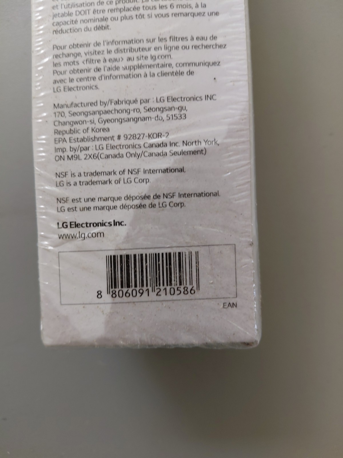 LG LT1000P Water Filter White Read Description
