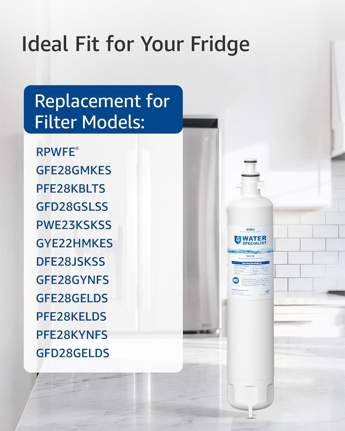 Waterspecialist WS619C Replacement for RPWFE® Refrigerator Water Filters, 1 Pack