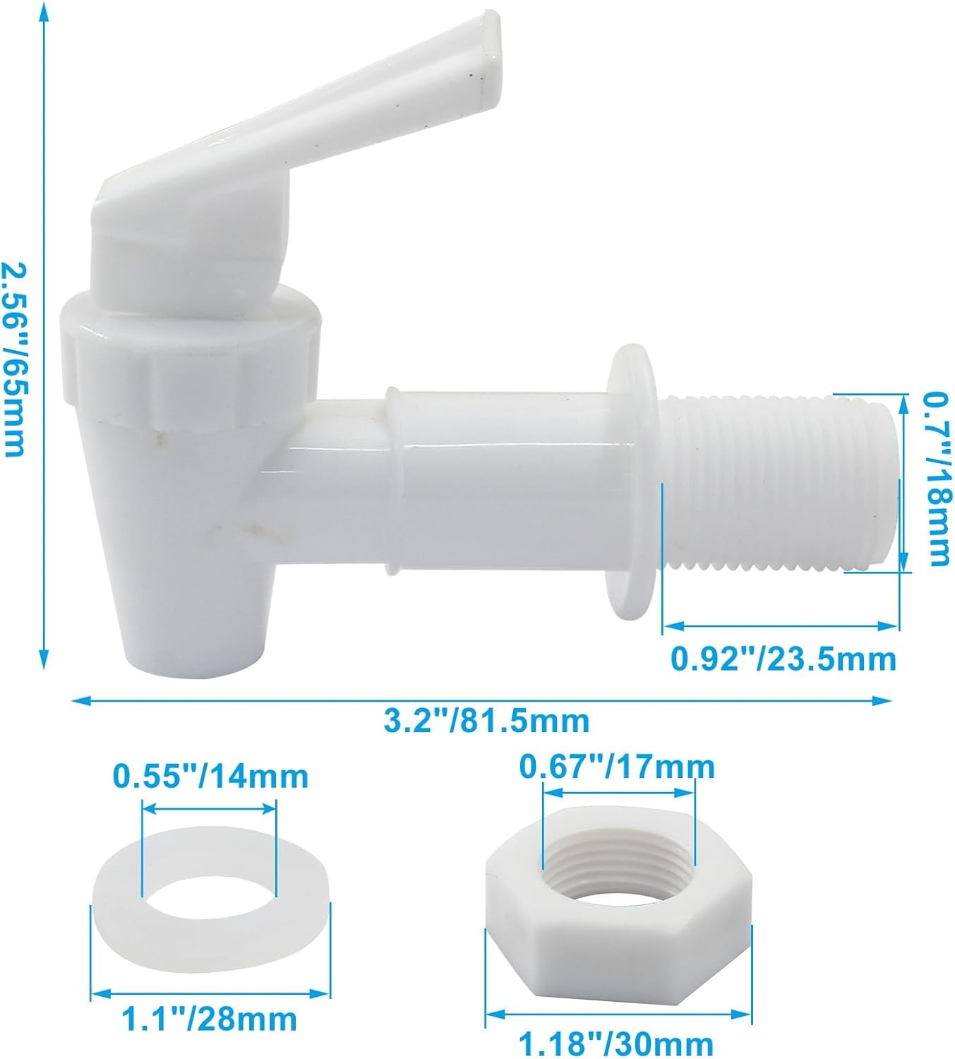 2pcs Replacement Cooler Faucet, Plastic Water Dispenser Tap Set, White