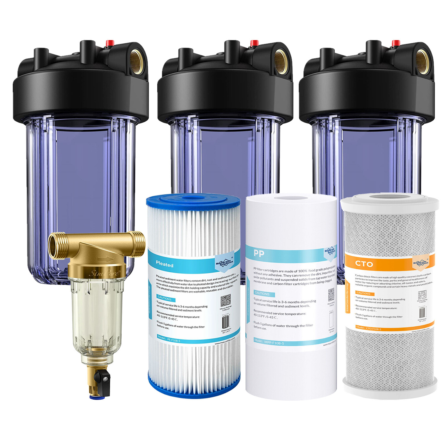 10 Inch Clear Big Blue Whole House Water Filter Housing 10″ x 4.5″ RO Filtration