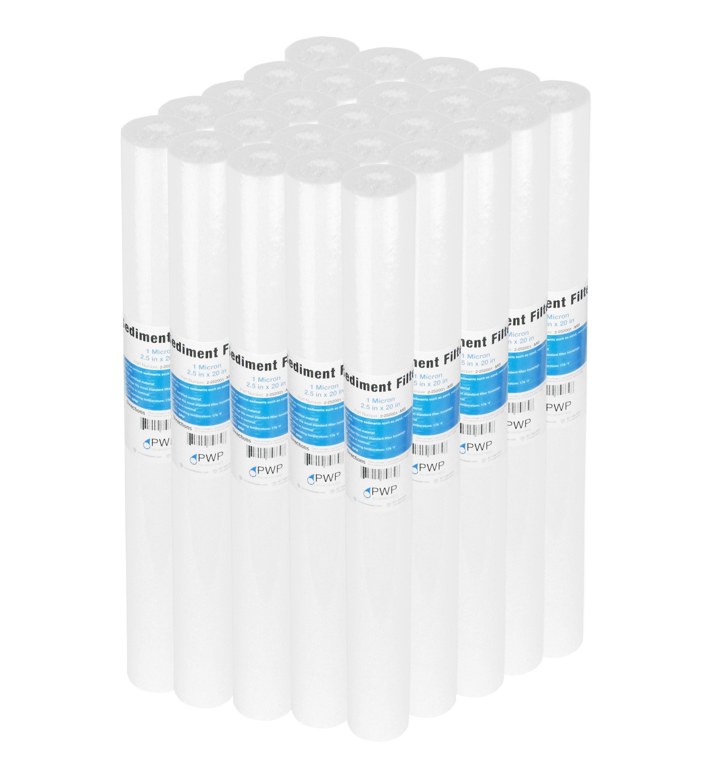Sediment Melt Blown Water Filter 2.5×20″ Standard 1 Micron 25 Pack