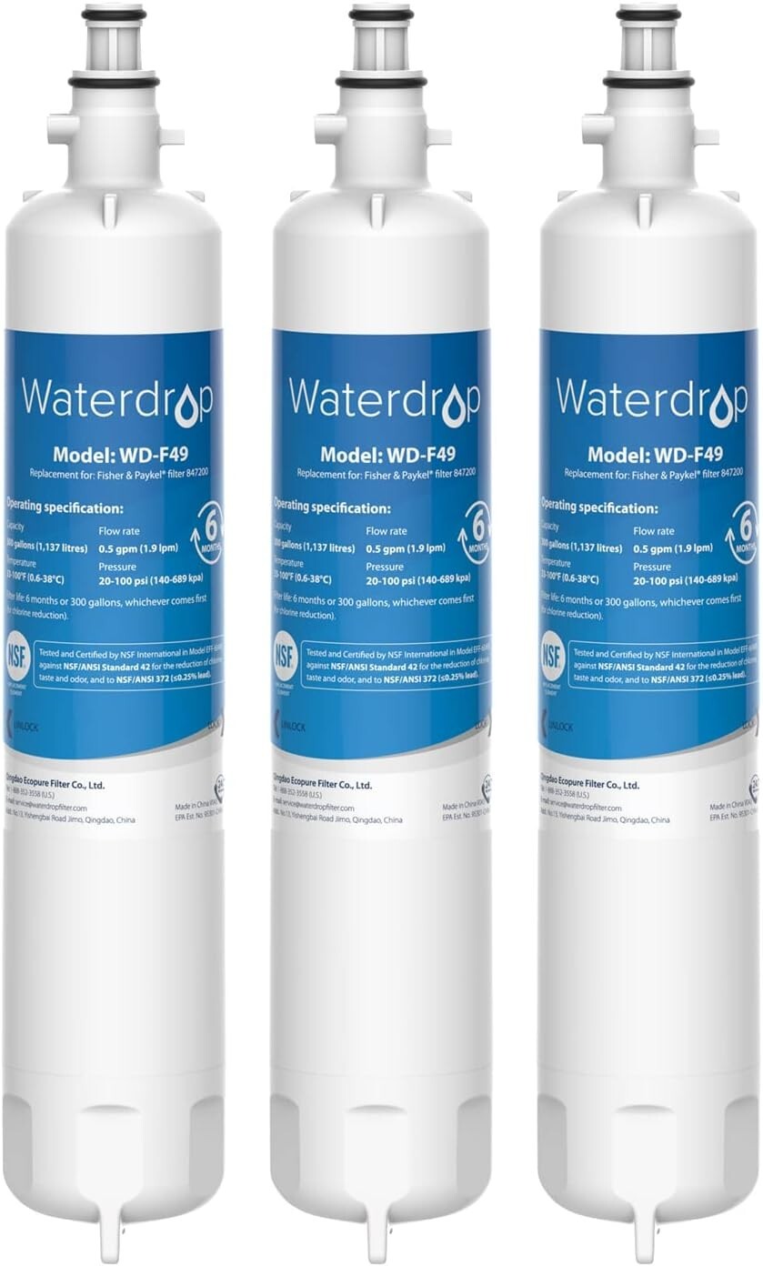 Waterdrop 847200 Water Filter Replacement for Fisher & Paykel Water Filter (3)