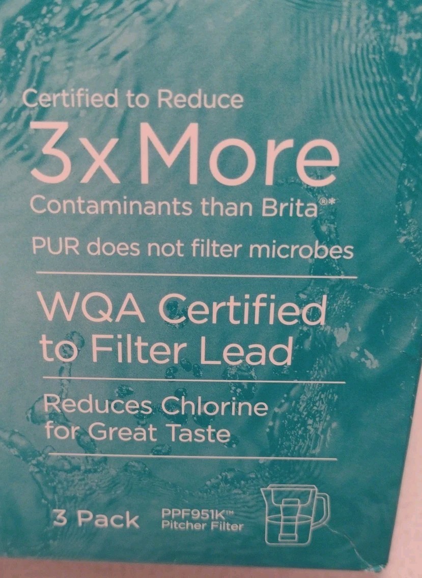 PUR PLUS 3 Count Water Filter Pitcher Replacement NSF Certified Lead Reduction