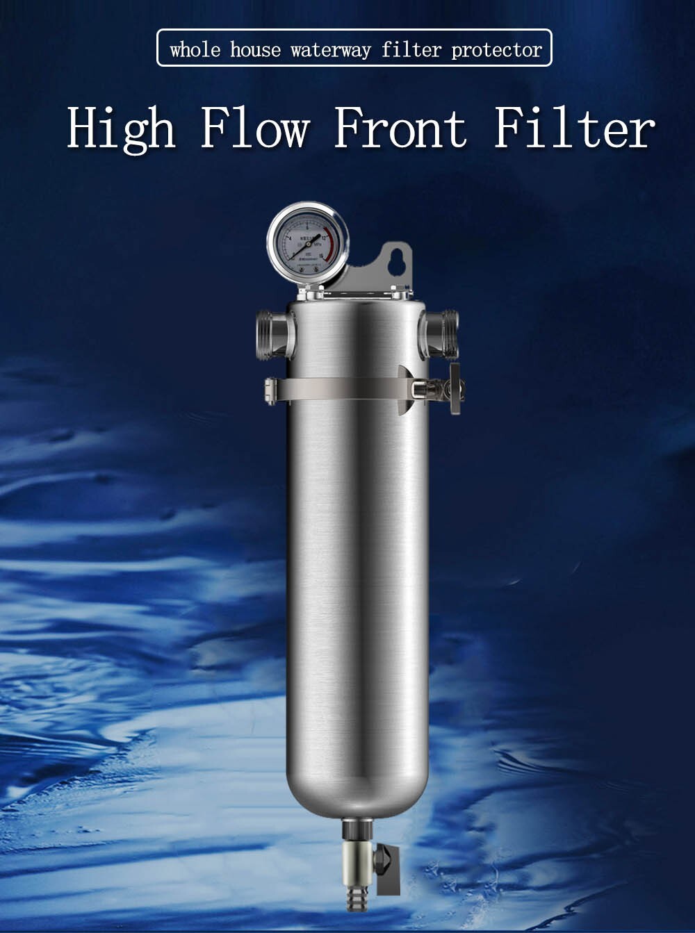 1 Inlet 20in 304 Stainless Steel Front Filter w/ 40μm Filter Screen 15000L/h