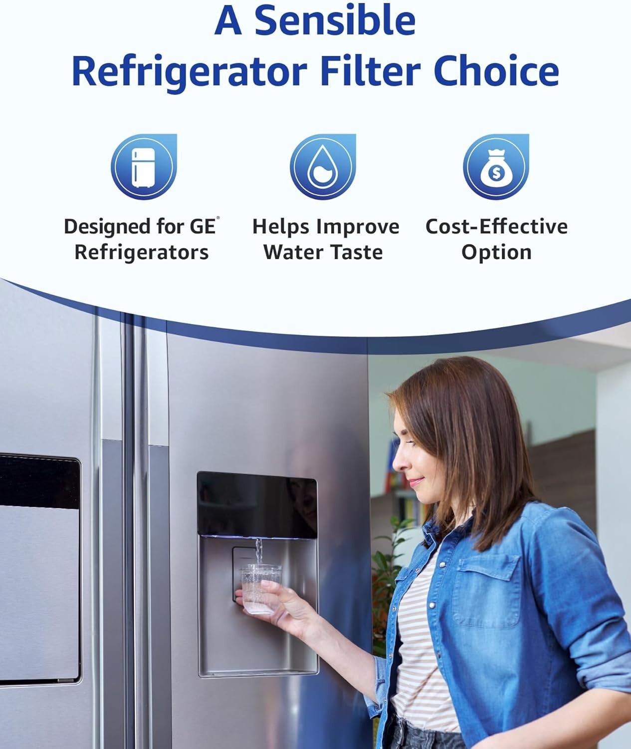 Overbest XWF (No chip) Refrigerator Water Filter, Replacement for GE®, 3-Pack