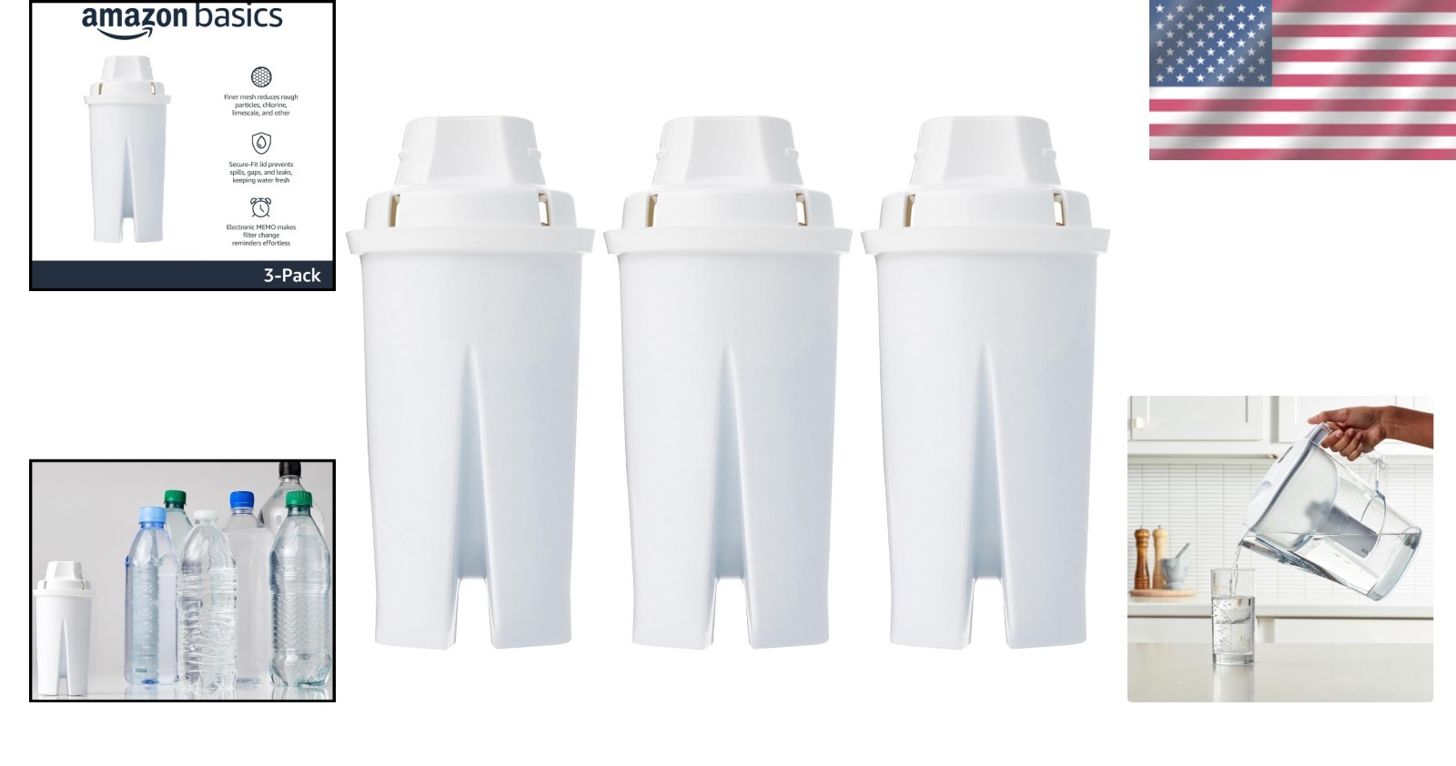 High Performance Water Filters for Pitchers 3 Count Certified for Clean Water