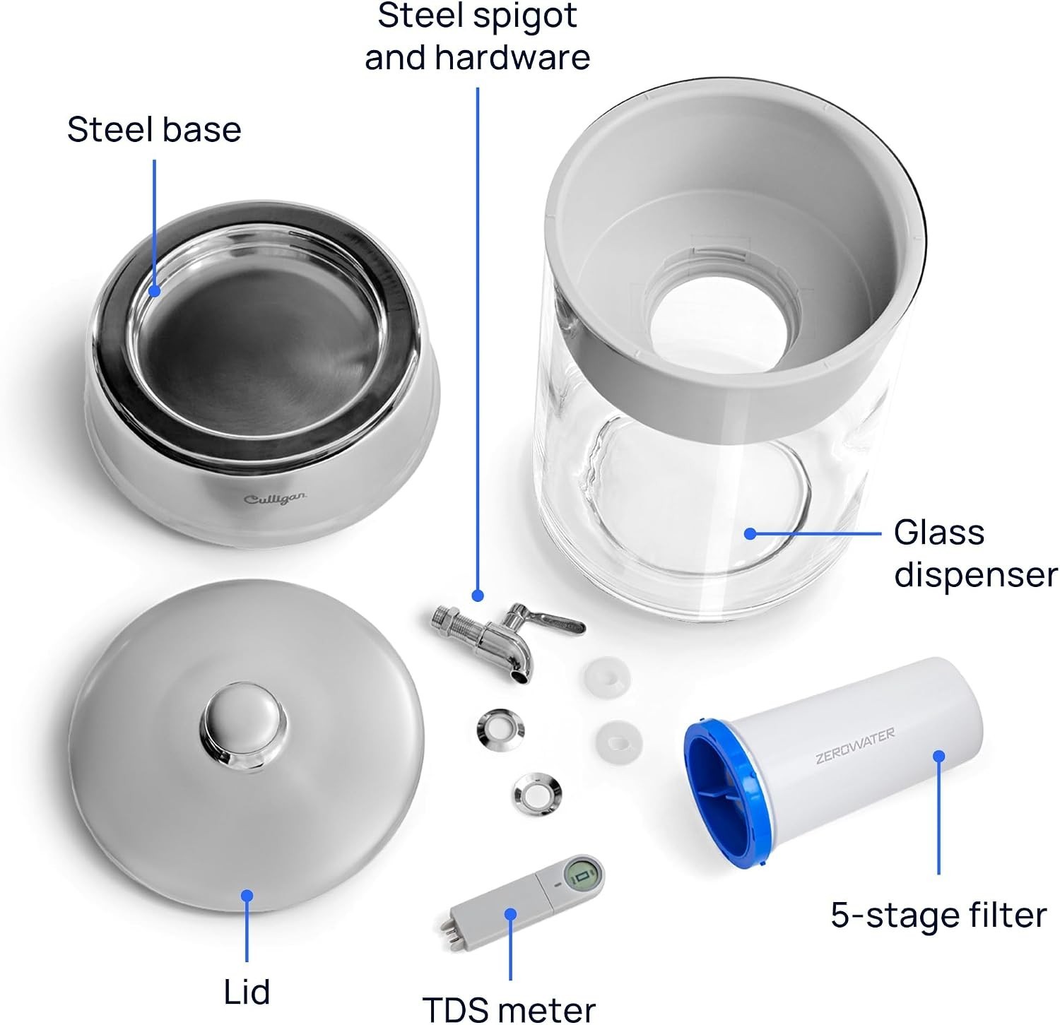 with ZeroWater Technology 40-Cup Glass Water Filter Dispenser – Includes 5-St…