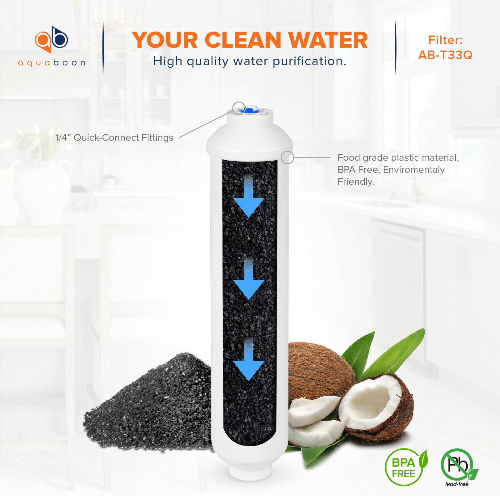 25 Pack of Inline Post/Carbon Polishing Water Filter for RO Standard Size QC