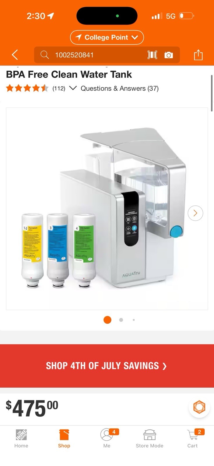 AquaTru Classic Countertop Reverse Osmosis Water Purifier System (WH) AT2040