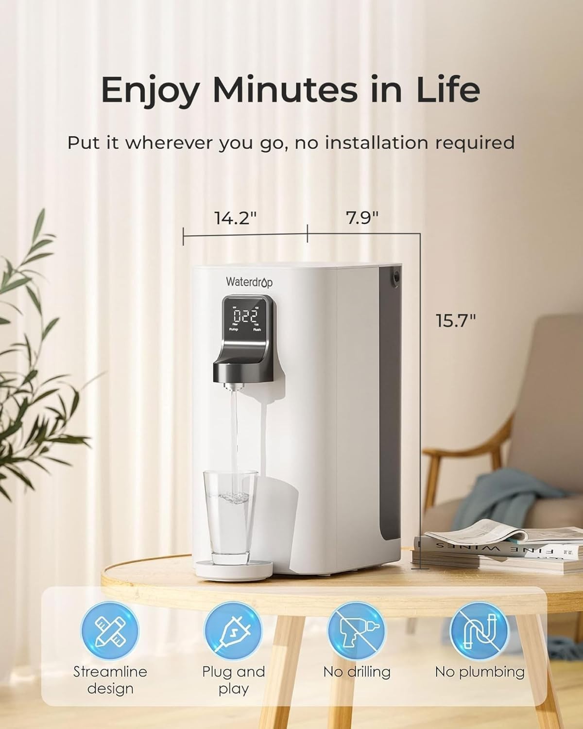 Waterdrop K19-S Countertop Reverse Osmosis System, 1.4 GPD RO Water Filter