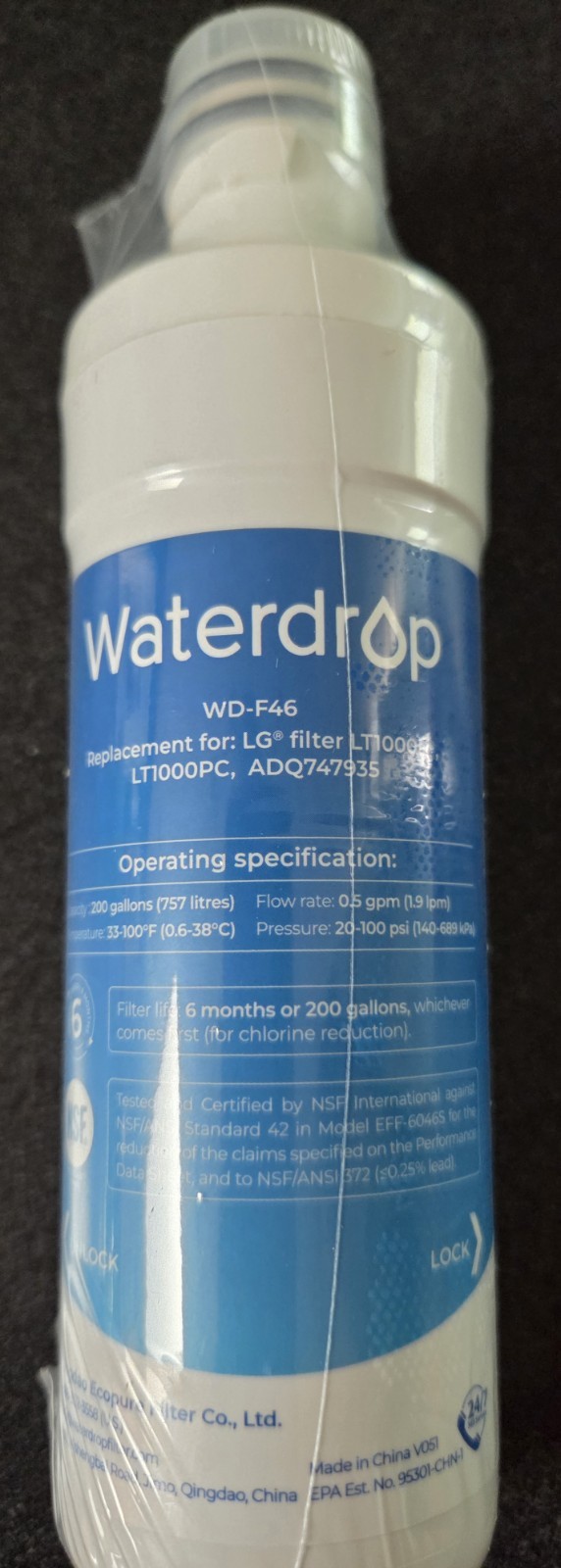 Waterdrop Water Filter 2-Pack WD-F46 Lot Of (2) New Sealed