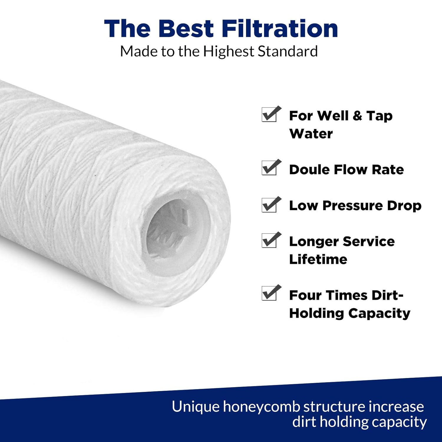1/5/10/20/30/50 Micron 10″x2.5″ Pleated String Wound Drink Sediment Water Filter