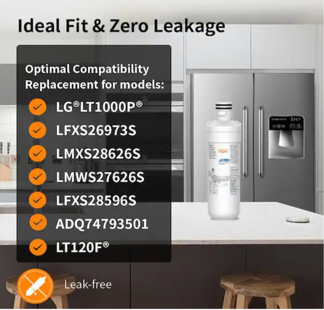 HDX EQL-1-S Standard Refrigerator Water Filter Replacement For LG LT1000P (2…
