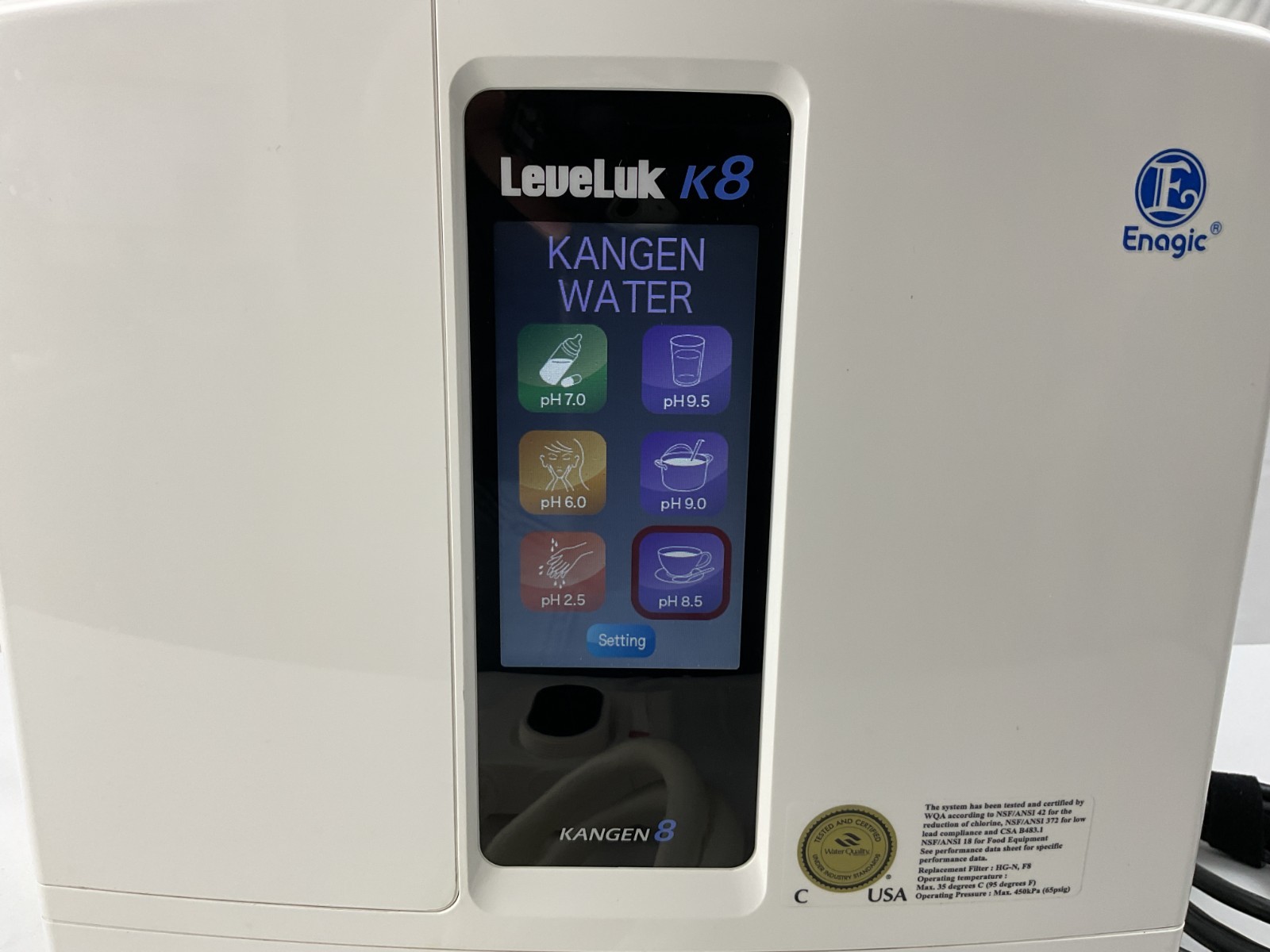 Enagic Leveluk K8 Kangen Water Ionizer 8-Plate Alkaline Antioxidant Machine